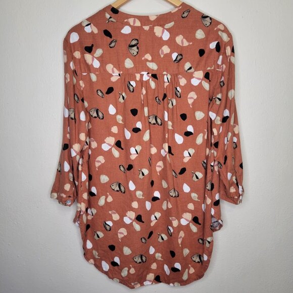 The Limited Linen Blend Floral Hi-low Blouse, Size S - Picture 3 of 5